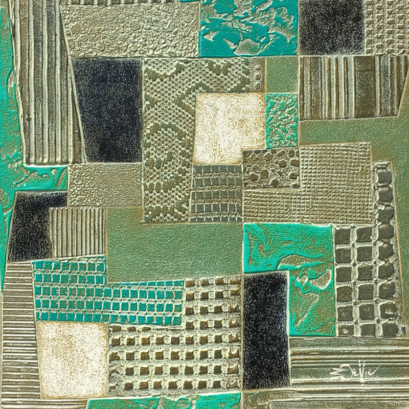  24x24cm. Bronze et vert